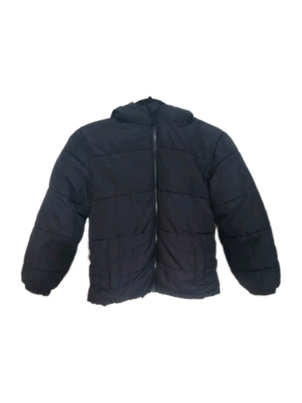 Swiss Tech Boys Puffer Jacket Size 8 Black Full Zip Hoodie